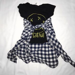 Nirvana band tee and flannel set
